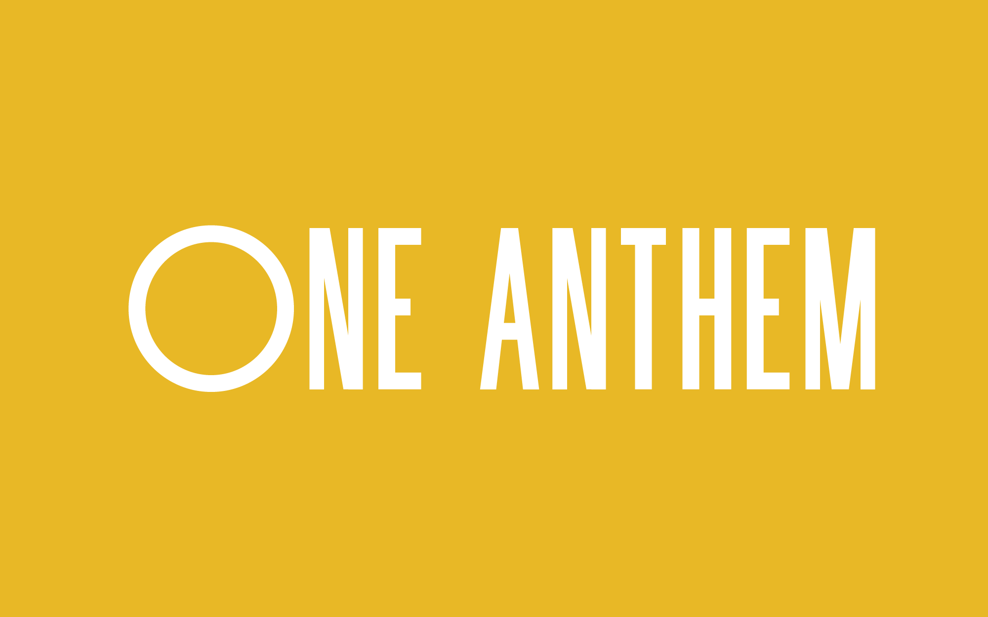 White One Anthem wordmark on a yellow background